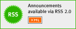Announcements available via RSS 2.0