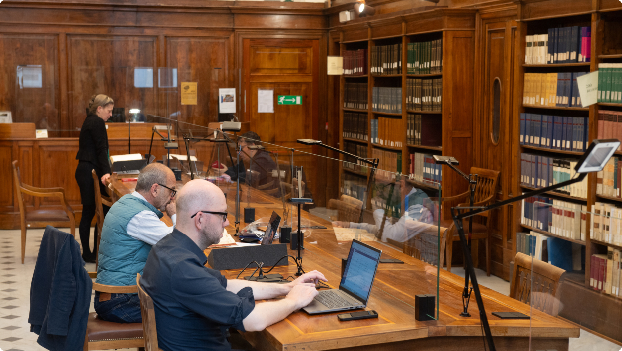 Students in an academic library