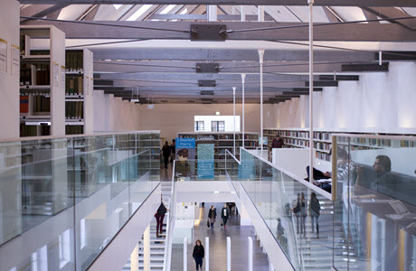 Escalators inside a library