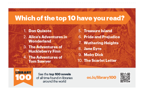 Image: Library 100 table tent -- Top 10 Titles